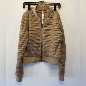 ALO BANGER Beige Perforated Bomber Jacket - Women